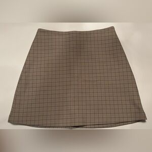 Wilfred Plaid Classic Mini Skirt - Sage Green & brown check